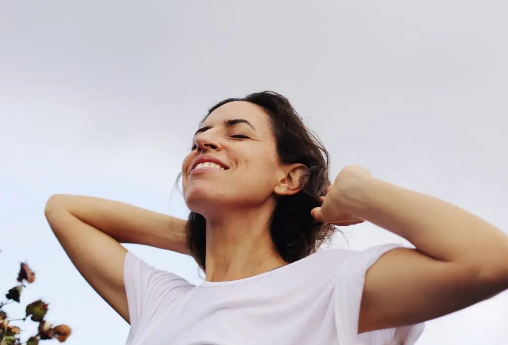 Portrait of beautiful 35 years old woman outdoors